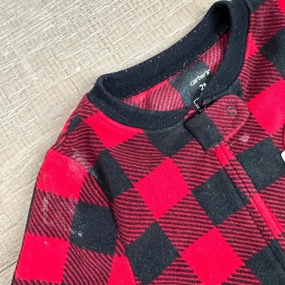 Carters Santa buffalo plaid footed pajamas - Picture 3 of 5